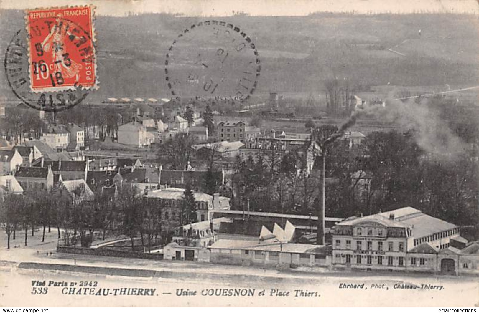 Château Thierry    02      Place Thiers Et Usine Couesnon Fabrique D'instruments De Musique       (voir Scan) - Chateau Thierry