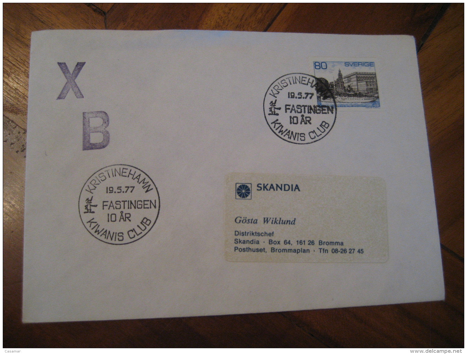 KIWANIS Club Fastingen 10 Ar KRISTINEHAMN 1977 Cancel Cover SWEDEN - Rotary, Lions Club