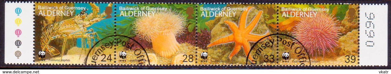 ALDERNEY 1993 SG A56-A59 Compl.set In A Horiz.strip Of 4 Used Endangered Species - Alderney