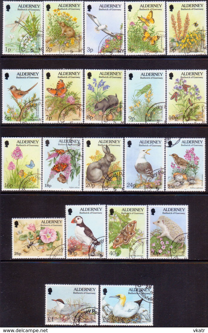 ALDERNEY 1994-98 SG A60-A77 Compl.set Used Flora And Fauna All Perf. 14½ - Alderney