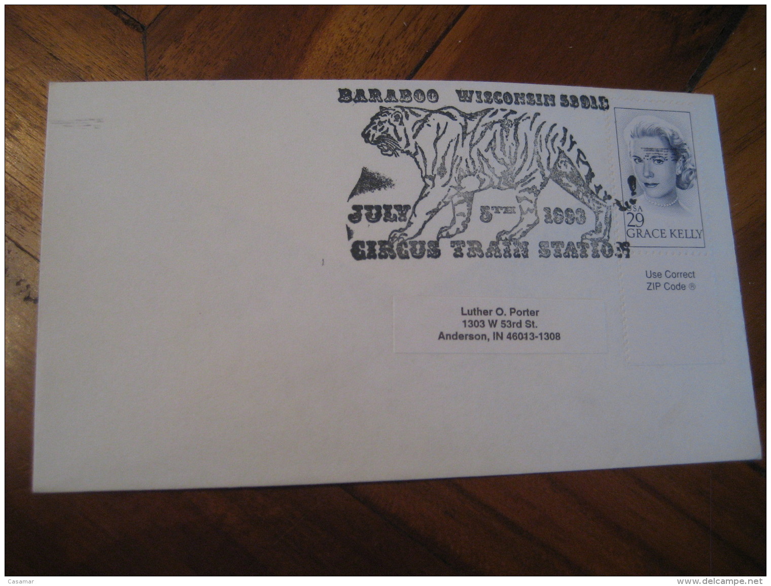 Circus Train BARABOO 1983 Cancel Cover USA Hunting Tigers Tigre Tigres Cats Of Prey Feline Felinos Felin Felins - Big Cats (cats Of Prey)