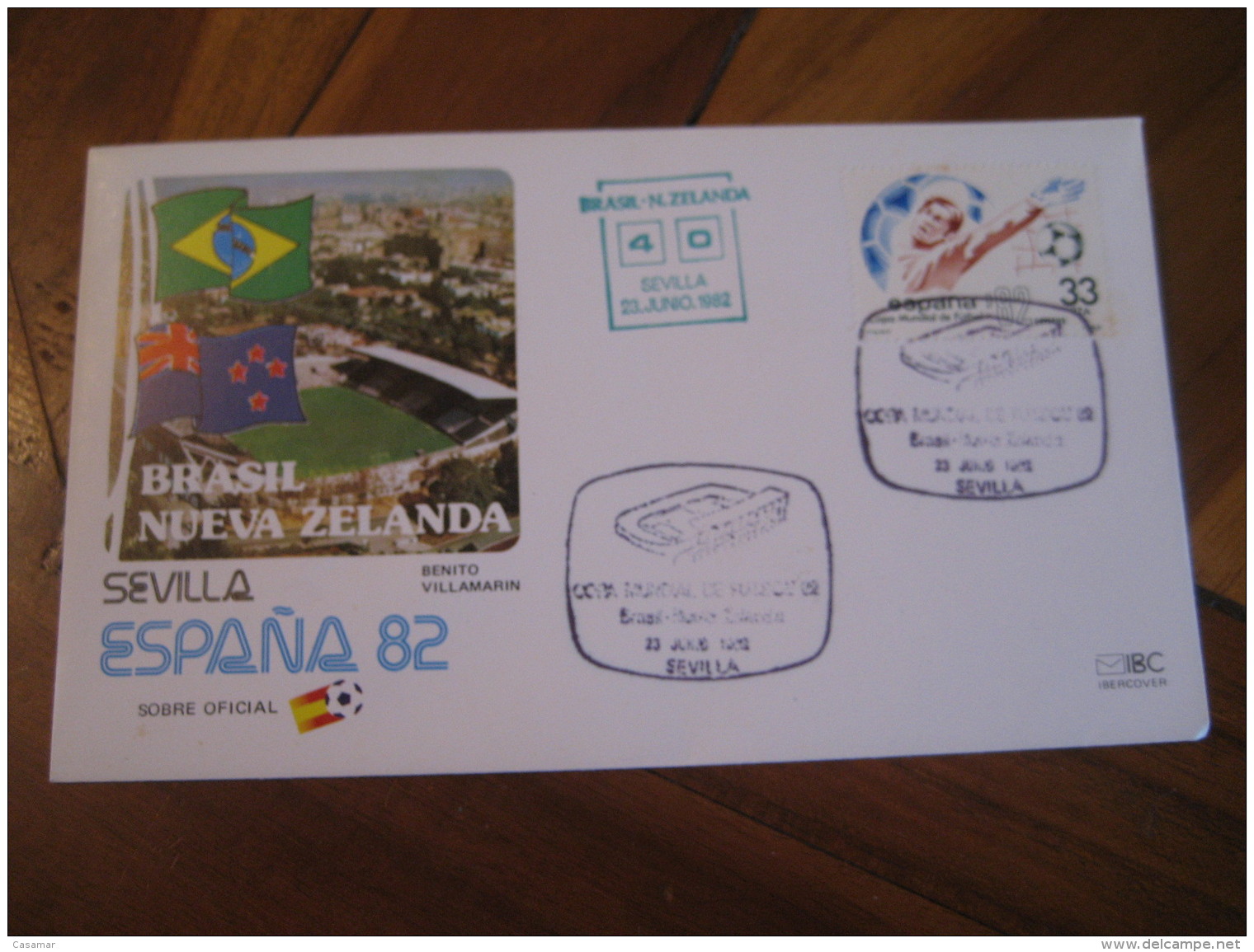 Brasil - Nueva Zelanda SEVILLA 1982 Cancel Cover SPAIN Football World Cup Championship Futbol Betis Brazil NEW ZEALAND - Cartas & Documentos