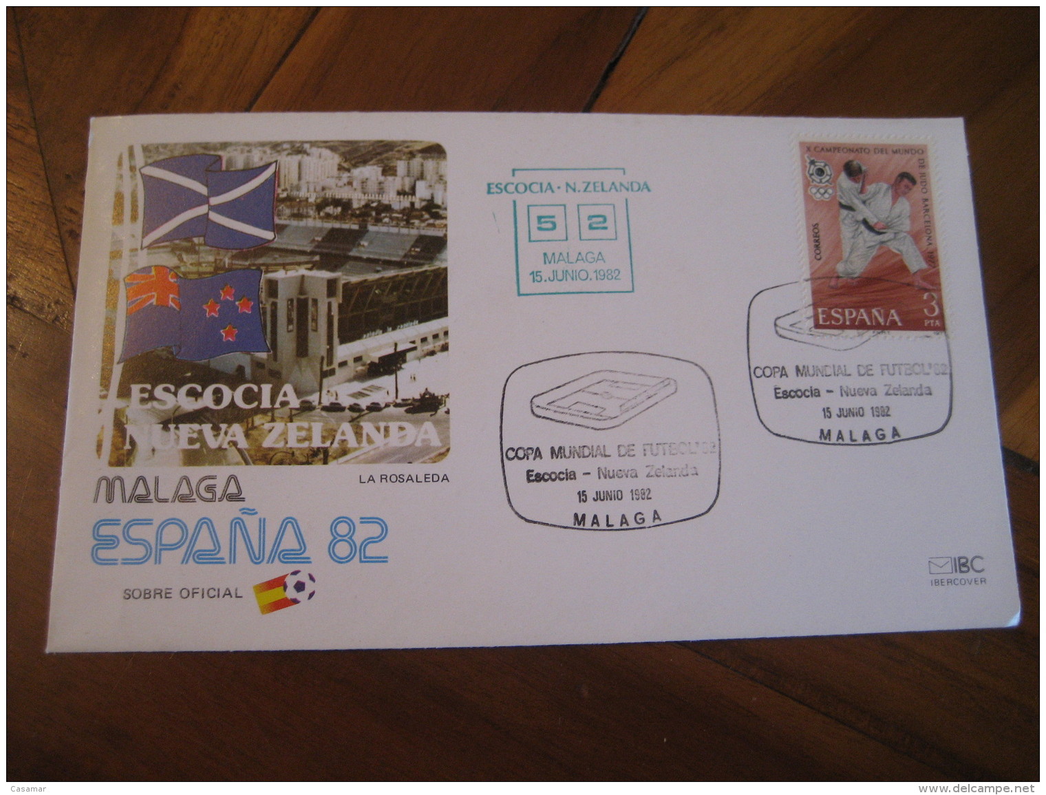 Escocia Nueva Zelanda MALAGA 1982 Cancel Cover SPAIN Football World Cup Championship Futbol Soccer Scotland NEW ZEALAND - Brieven En Documenten