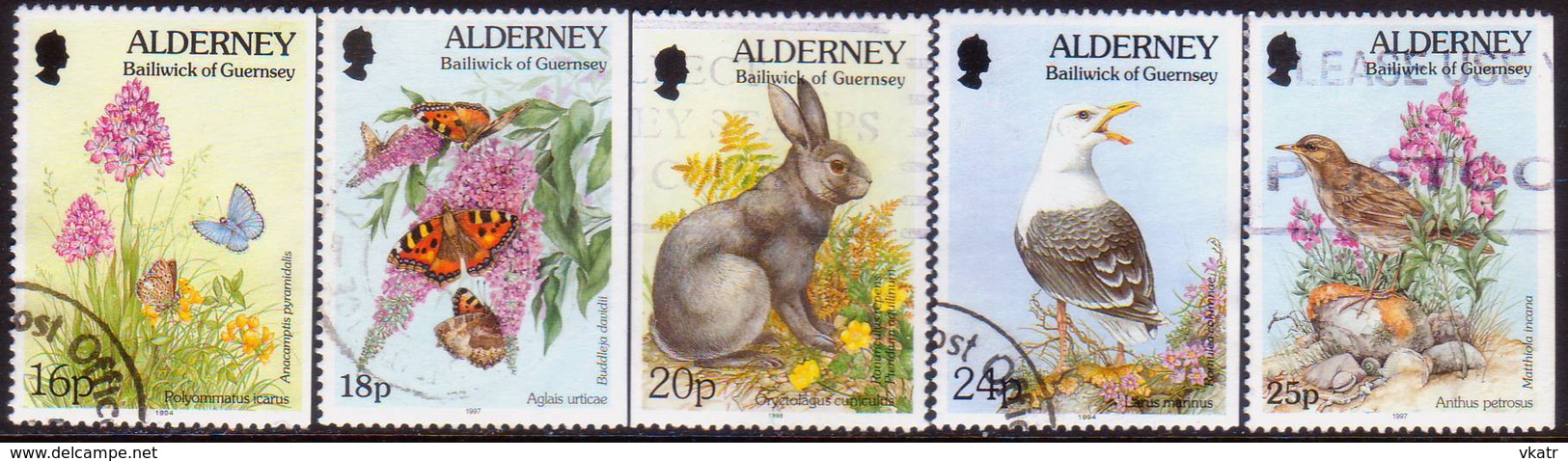 ALDERNEY 1994-98 SG A70a-A72ba Used Flora And Fauna All Perf. 14x15 Compl. Selection Of Booklet Stamps - Alderney