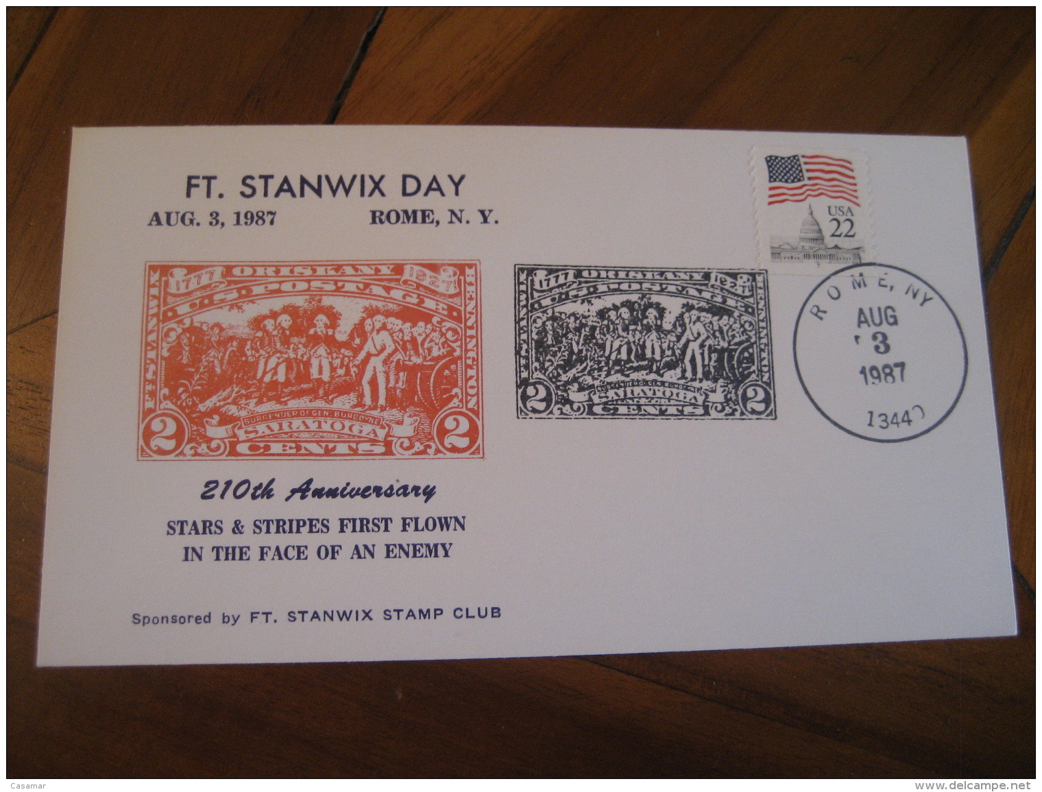 Fort Stanwix ROME 1987 Cancel Cover USA American Flag - Covers & Documents
