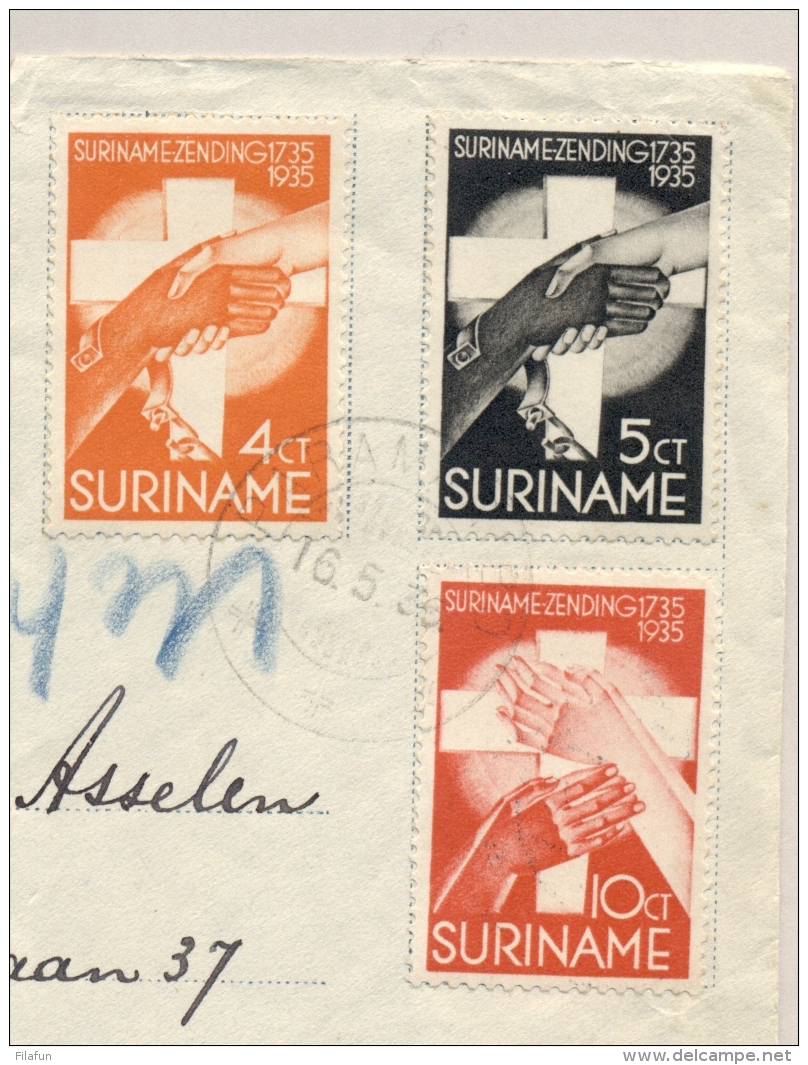 Suriname - 1936 - 2 Eeuwen Suriname - Zending, Serie Op R-cover Van Paramaribo Naar Oegstgeest / Nederland - Suriname ... - 1975