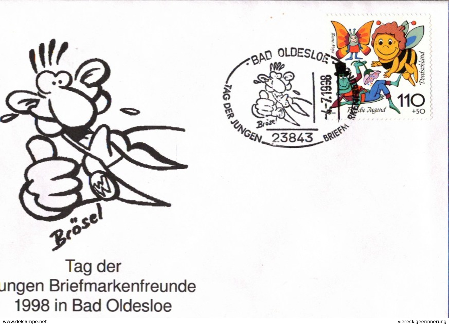 ! 1998 Bad Oldesloe TdJB, 1. Werner Sonderstempel, Schleswig Holstein, Comic, Brösel, Tag Der Jungen Briefmarkenfreunde - Covers & Documents