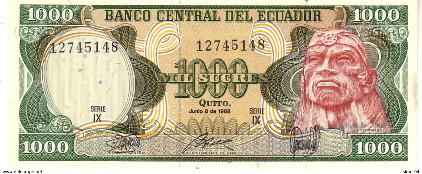 Ecuador P.125 1000 Sucres 1988  Unc - Ecuador