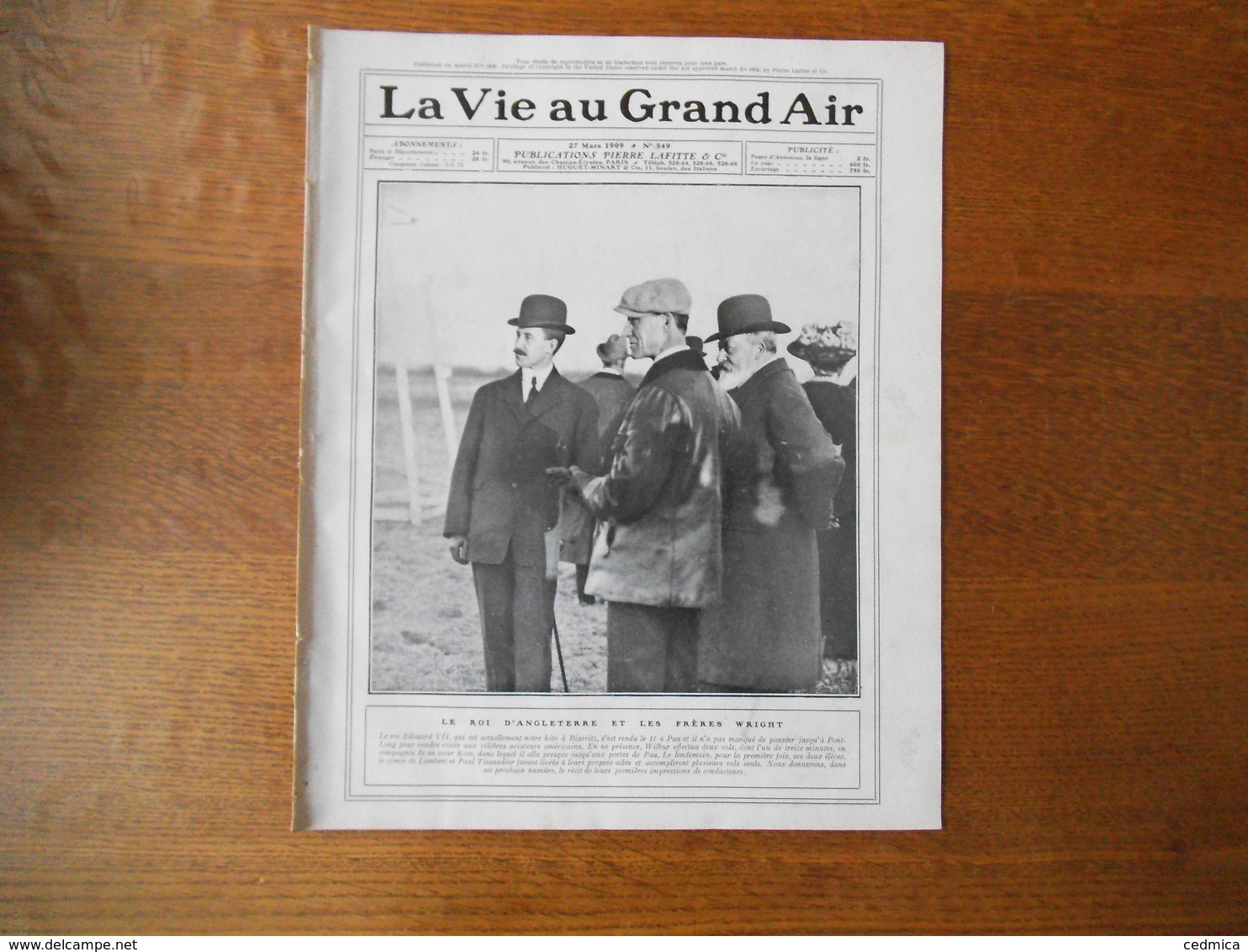 LA VIE AU GRAND AIR N°549 DU 27 MARS 1909 LES CANOTS DE MONACO,LE TOURNOI DE TENNIS DE NICE,LES BOXEURS AMERICAINS,WRIGH - 1900 - 1949