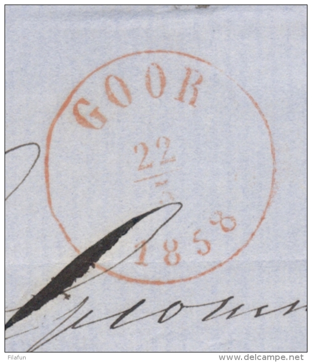 Nederland - 1858 - Omslag Van GOOR Naar 'sGravenhage - ...-1852 Voorlopers