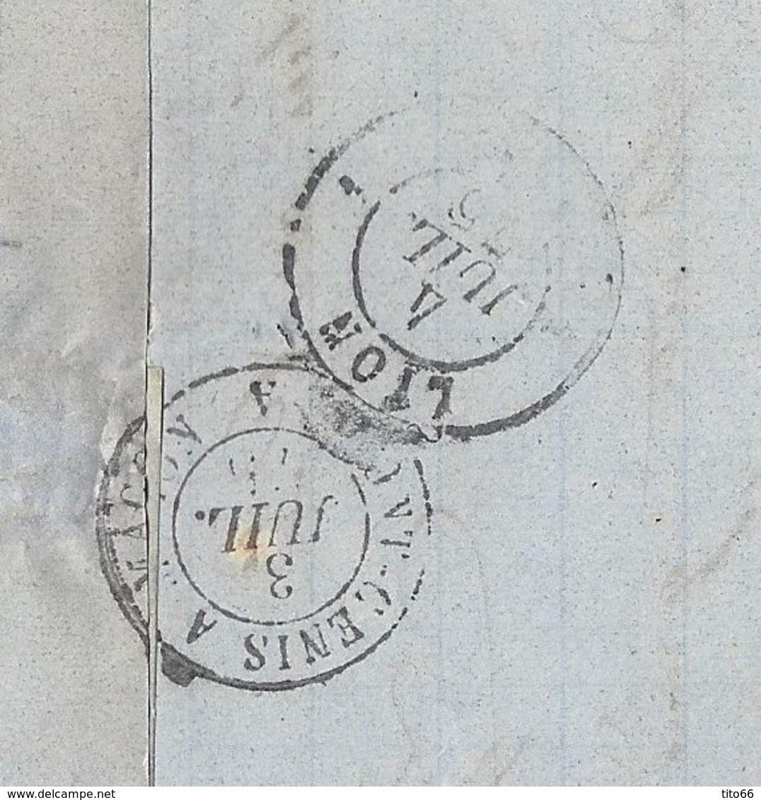 Lettre Avec Cérès N° 60 TAD Convoyeur Station ANNECY 1873 - 1849-1876: Période Classique