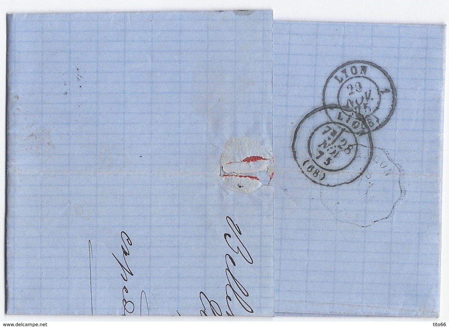 Lettre Avec Cérès N° 60 C TAD Convoyeur Station Belleville 28/11/1874 - 1849-1876: Période Classique