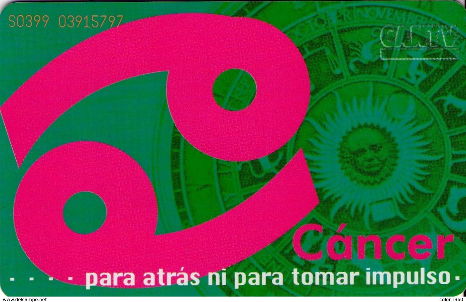TARJETA TELEFONICA DE VENEZUELA. SIGNOS DEL ZODIACO, CÁNCER 4/12, 07/98, CAN2-0356. (465) - Zodiaque