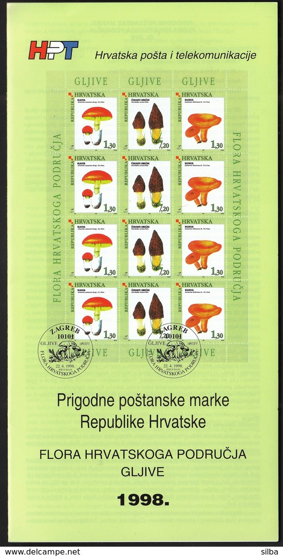 Croatia 1998 / Mushrooms, Fungi, Pilze, Morel, Caesar's Mushroom, Saffron Milk Cup, Flora, Prospectus, Leaflet, Brochure - Croatie