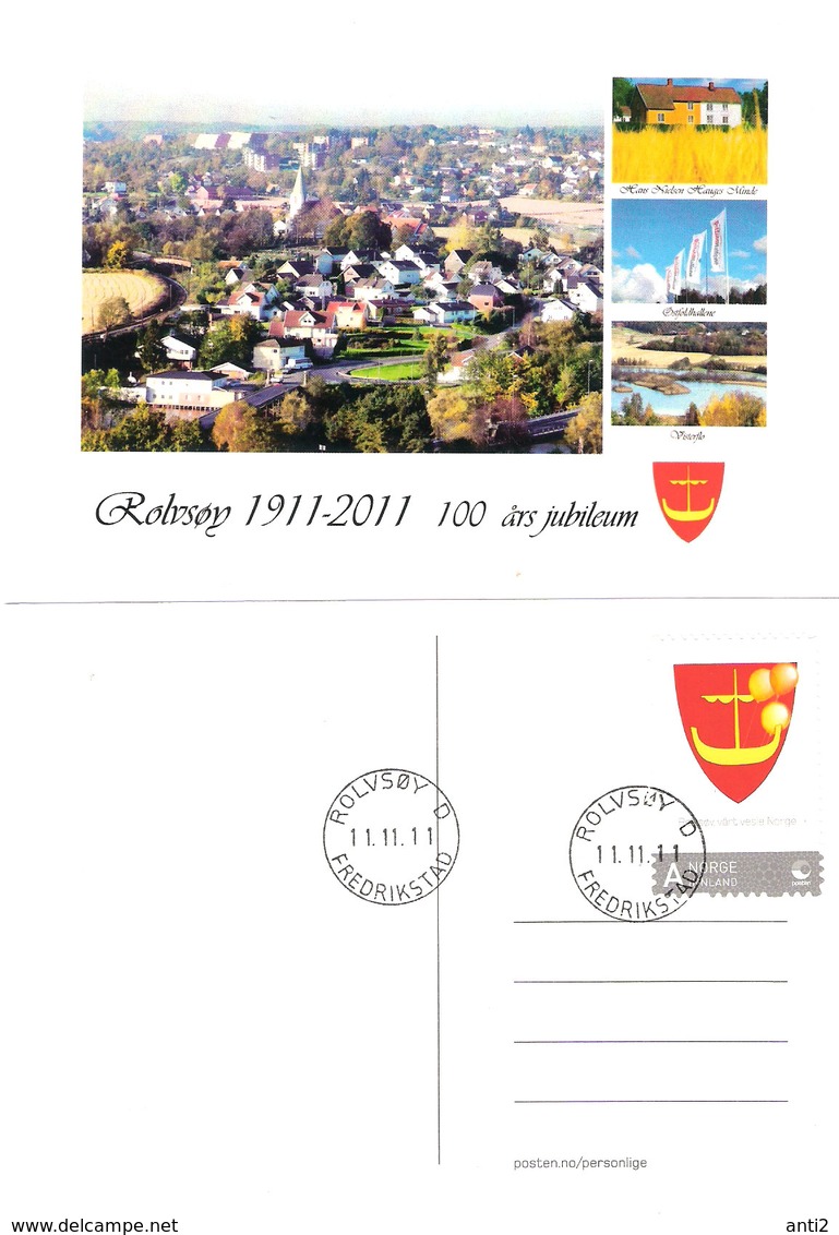Norway - Norge 2011 Card With Rolvsøy 100 Years Anniversary, Special Stamp My Stamp Rolvsøy, Mi 1713 MNH(**) - Briefe U. Dokumente