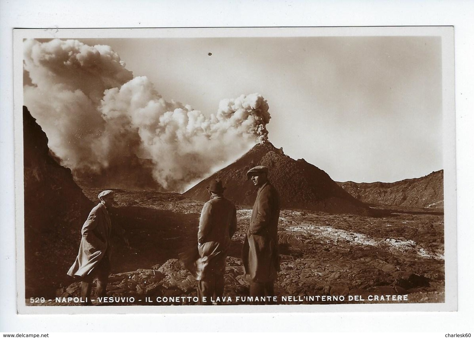 CPA Carte Photo Napoli Vesuvio Il Conetto E Lava Fumante Nell'Interno Del Cratere - Napoli (Naples)