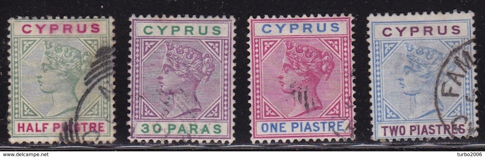 CYPRUS 1894-96 Queen Victoria Bi-coloured WM CA 4 Values From The Set Vl. 35 / 38 - Cyprus (...-1960)