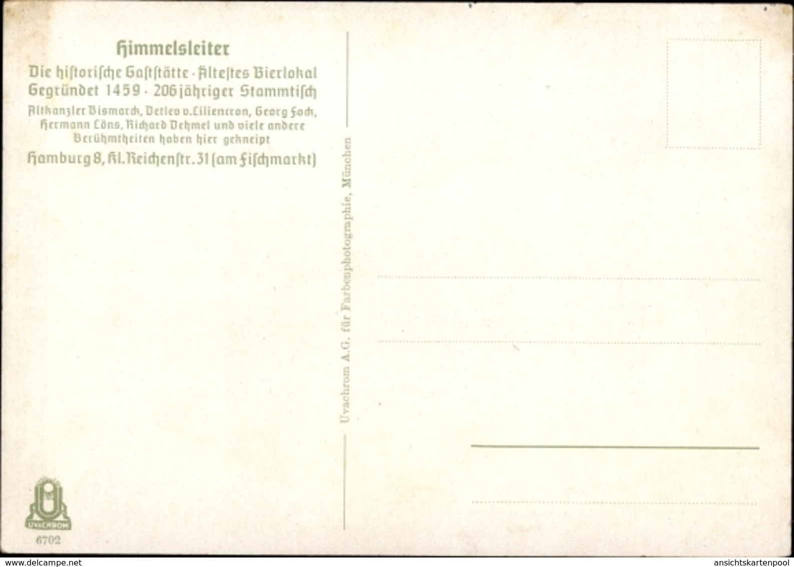 Cp Hamburg, Gaststätte Himmelsleiter, Innenansicht, Stammtisch, Kl. Reichenstraße 31 - Andere & Zonder Classificatie