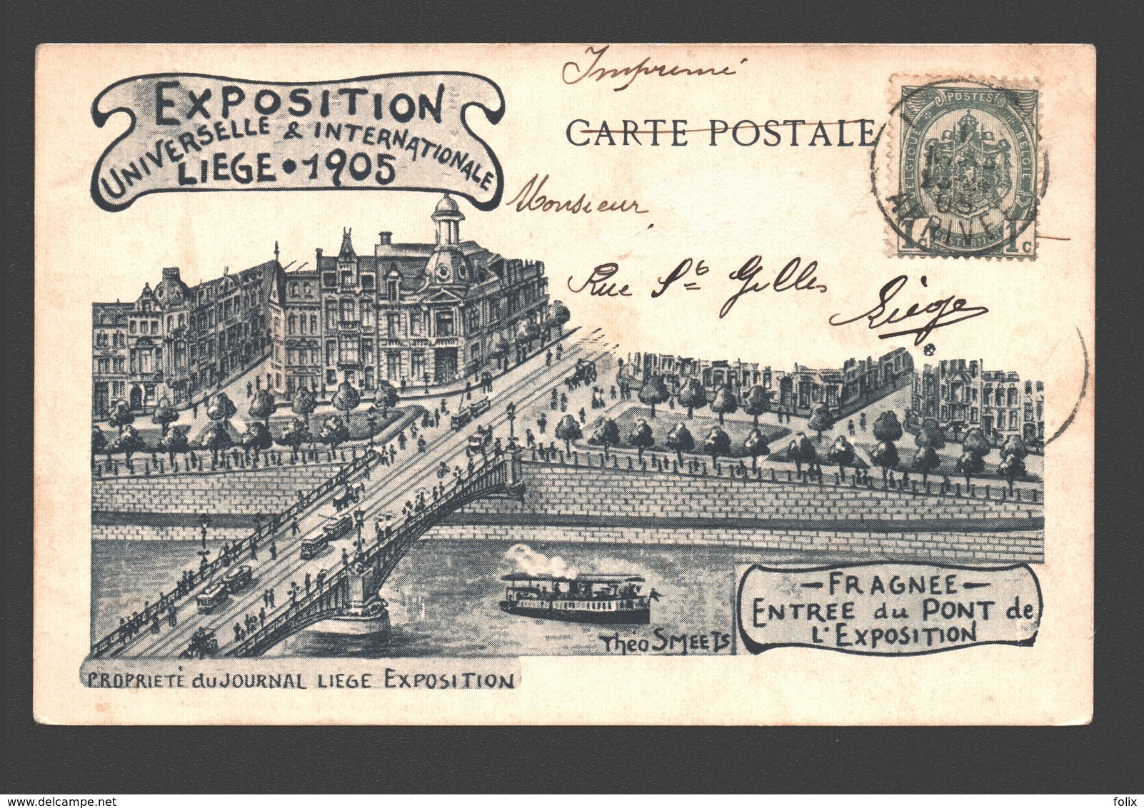 Liège - Exposition Universelle & Internationale Liège 1905 - Fragnée - Entrée Du Pont De L'Exposition - Dos Simple - Liege