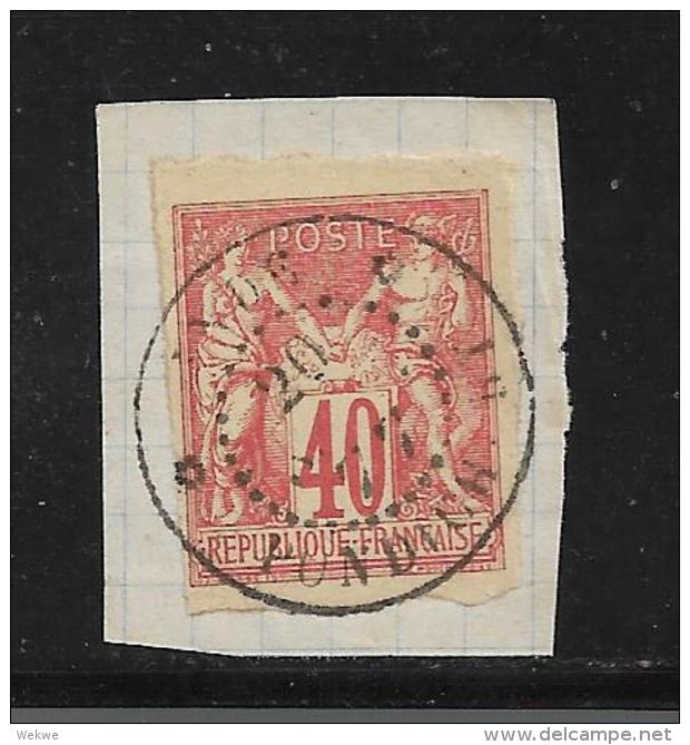 Pondicherry Mi.Nr.33 / 1877 Auf Ausschnitt  O - Used Stamps