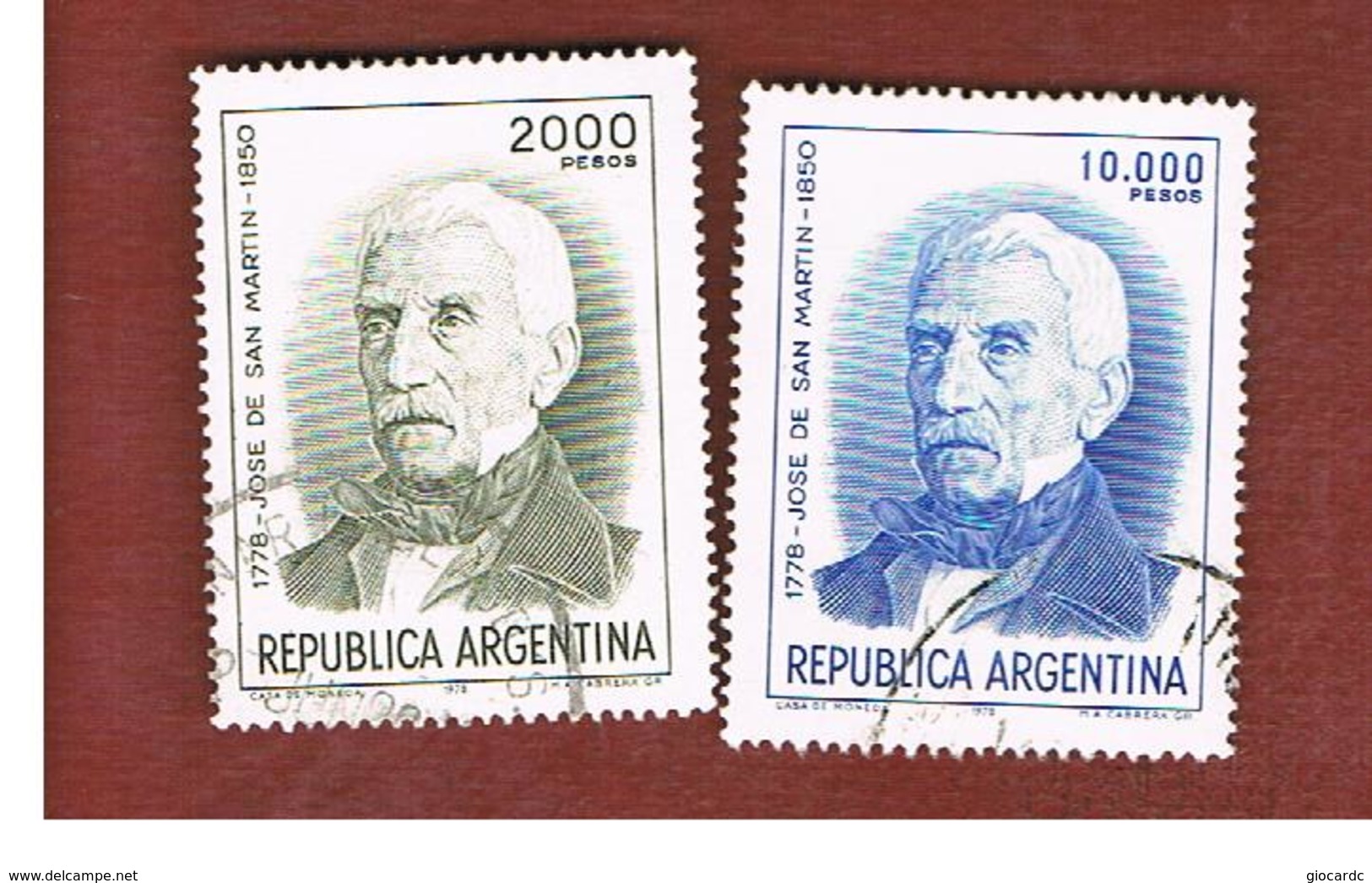 ARGENTINA - SG 1600.1600a  - 1978  BICENTENARY SAN MARTIN (COMPLET SET OF 2)     -   USED ° - Usati