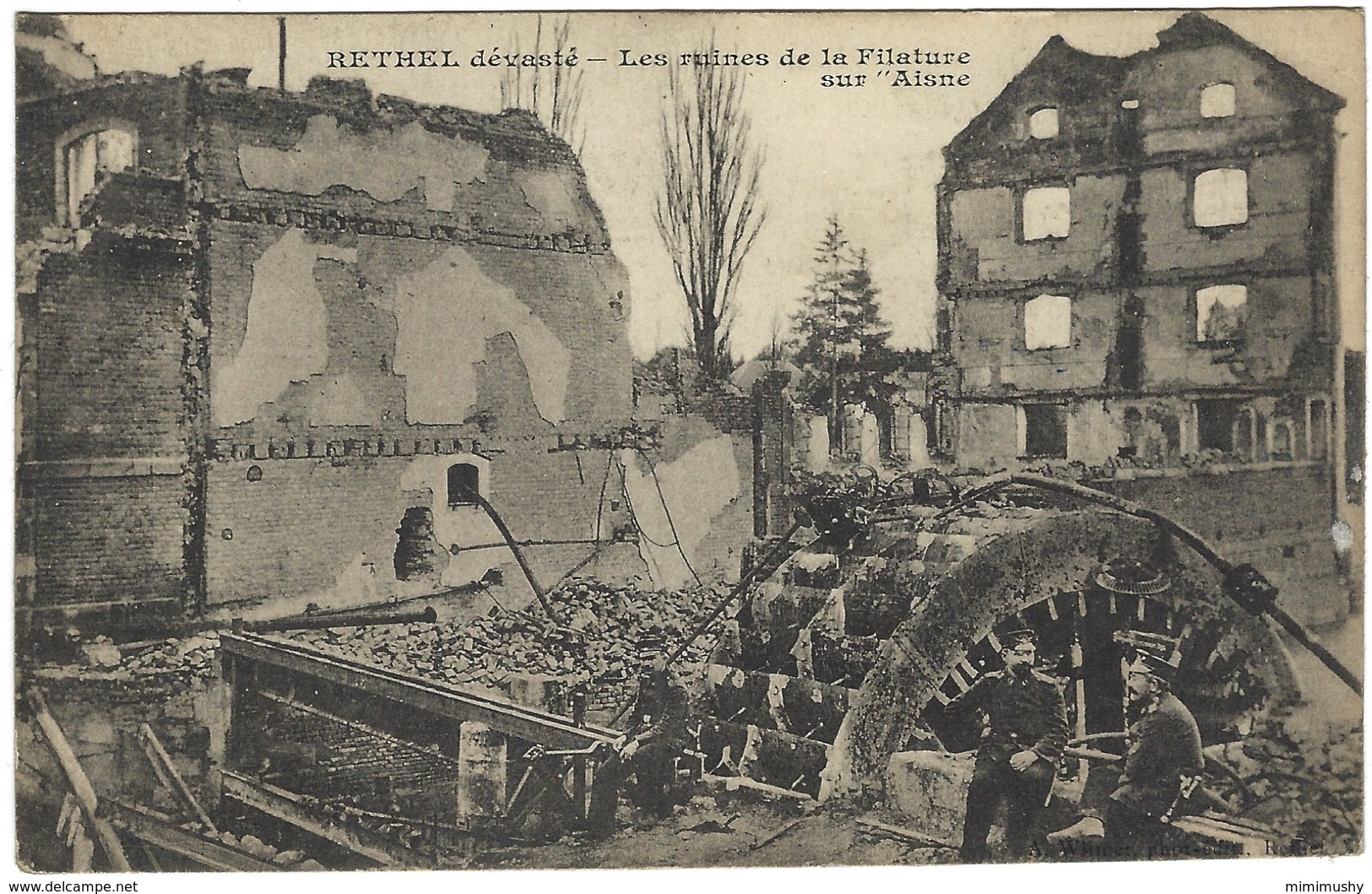 08 - Rethel Dévasté - Les Ruines De La Filature Sur L'Aisne - Usine, Guerre, Bombardements - Rethel