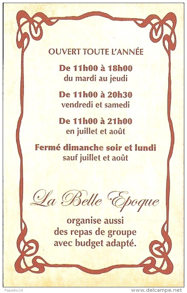 Carte De Visite - La Belle Epoque - Brasserie, Moulerie, Crêpes, Glaces - Brouage (17) - [restaurant] - Cartoncini Da Visita