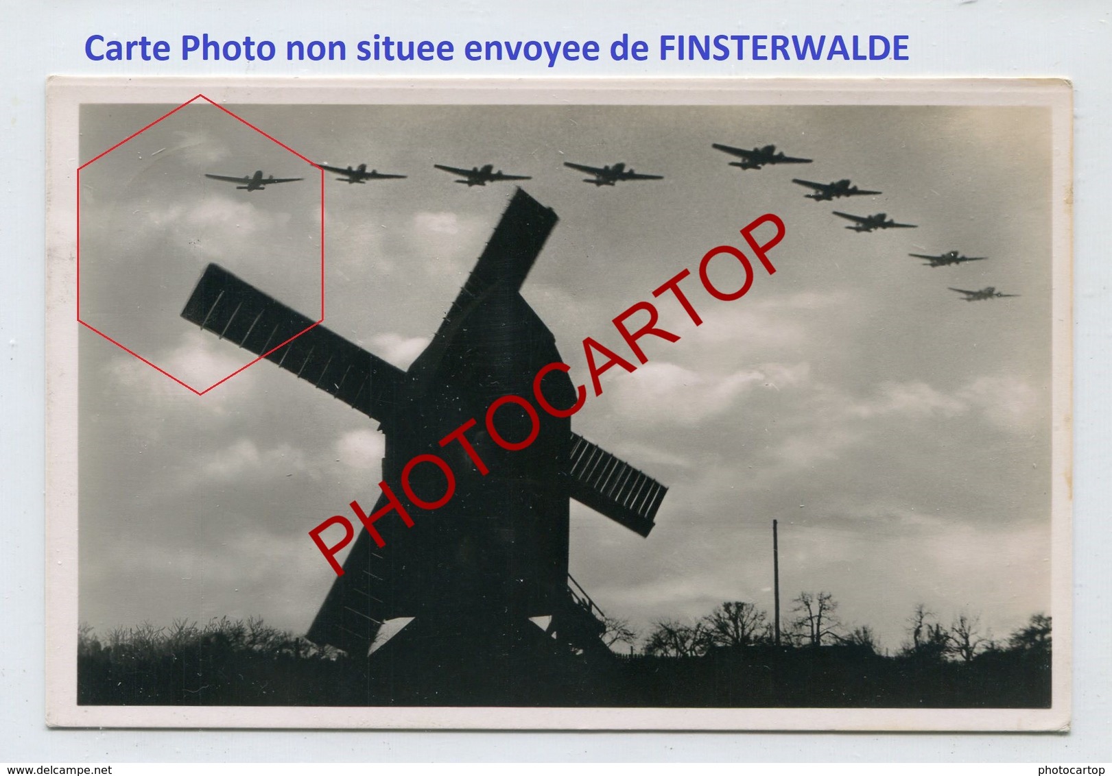 MOULIN A VENT-WINDMUEHLE-FINSTERWALDE-??-AVIONS-Flugzeug-CARTE Photo Allemande-1938-Militaria-DEUTSCHLAND- - Finsterwalde