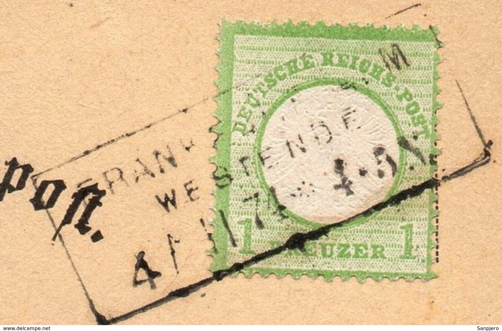 GERMANY EMPIRE 1874. POSTKARTE BRUSTSCHILDE 1 KR MiNr23 FRANKFURT AM MAIN TO ?? - Storia Postale