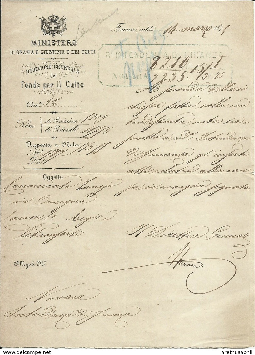 VE2126-Ministero Di Grazia E Giustizia 2x 40 Cent. Effigie (To) In Uso Fiscale 14.3.1874 - Firma Caffaz - Marcophilie