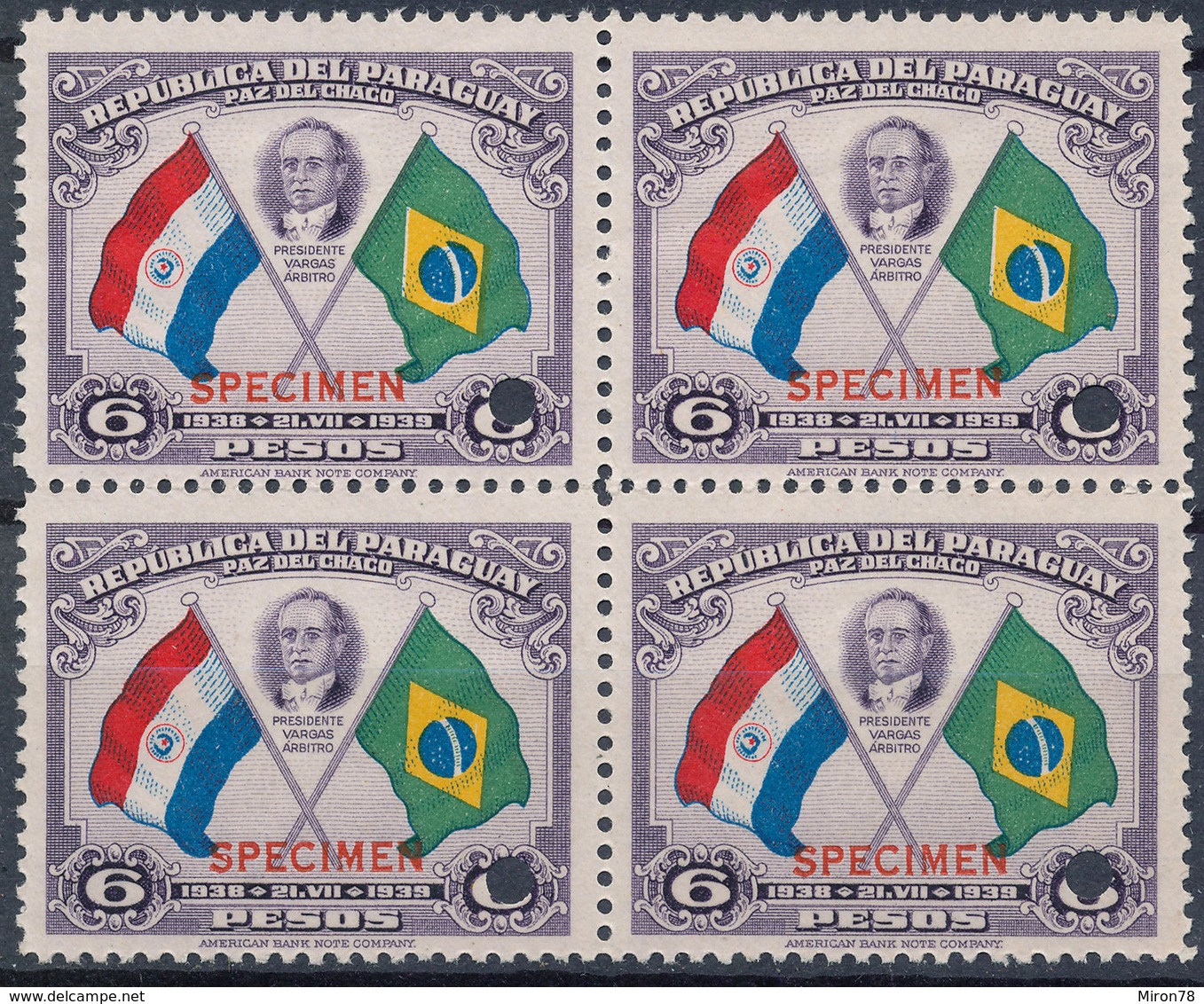 Stamps Paraguay 1939 Specimen MNH Lot11 - Paraguay