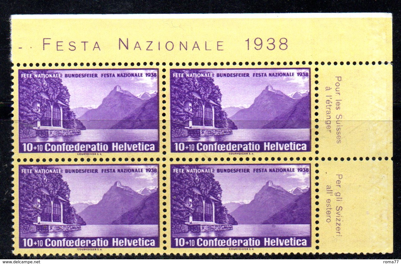 59/1500 - SVIZZERA 1941 , Pro Patria Serie N. 311 : Quartina Integra *** MNH - Nuovi