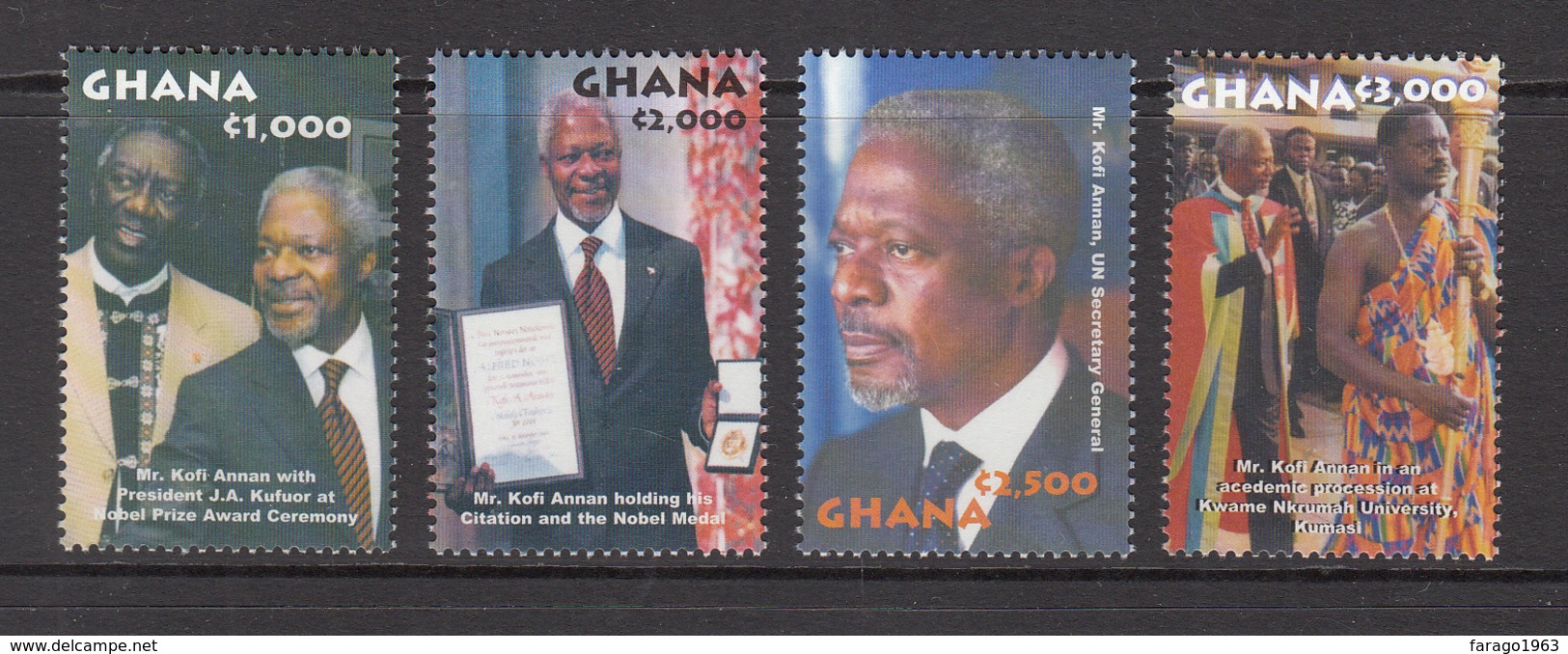 2002 Ghana Kofi Annan Nobel Peace Prize UN Complete Set Of 4 MNH - Ghana (1957-...)