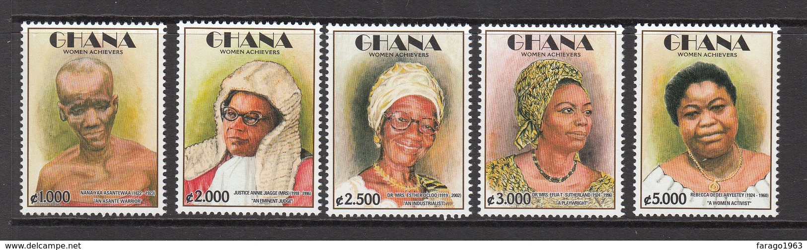 2003 Ghana Famous Women Complete Set Of 5 MNH - Ghana (1957-...)