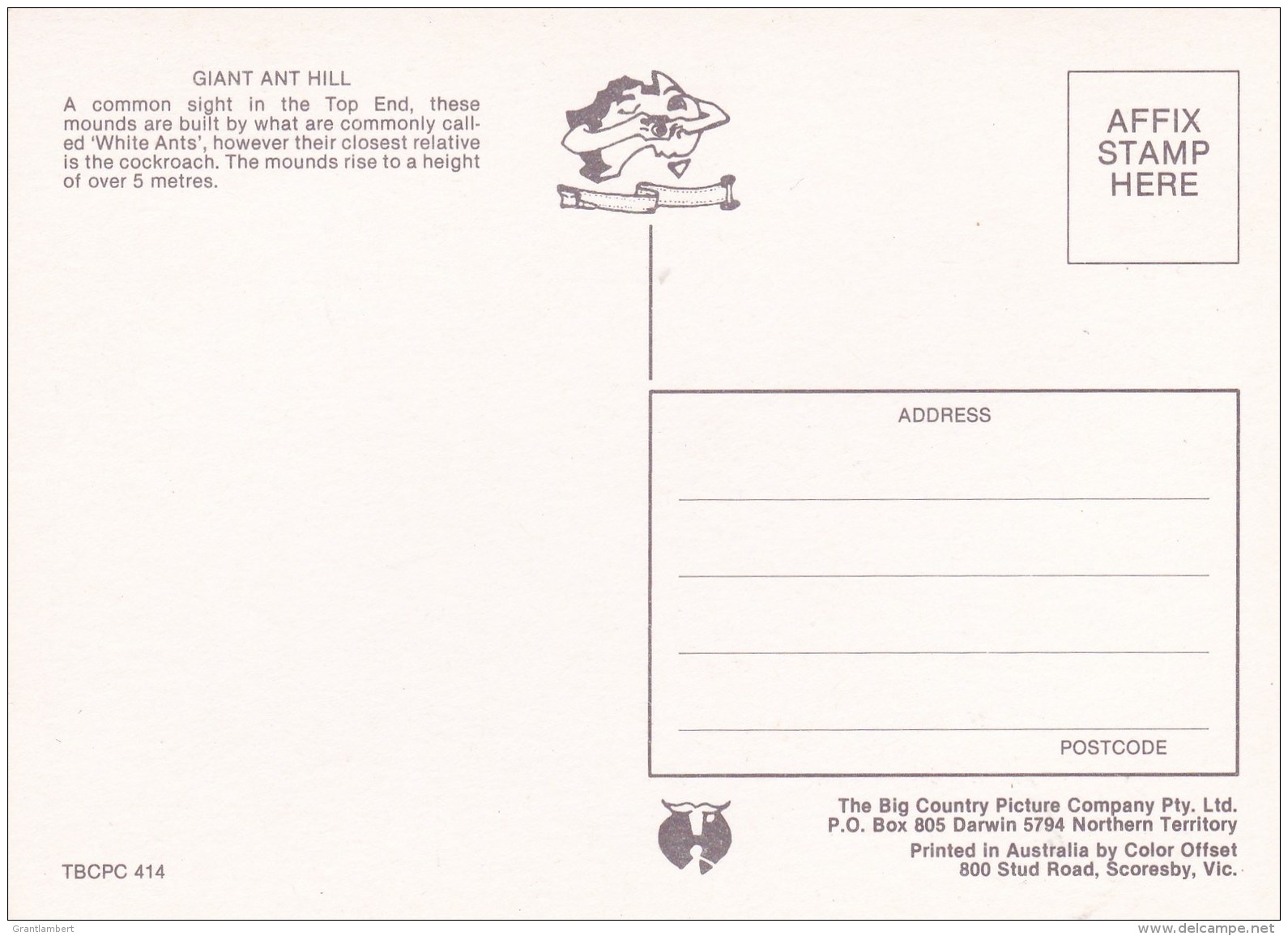 Giant Ant Hill, Northern Territory Unused - Non Classificati