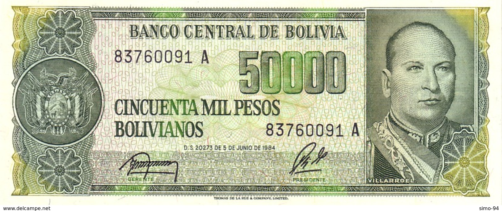 Bolivia P.196 50000 Bolivians 1987  Unc - Bolivia