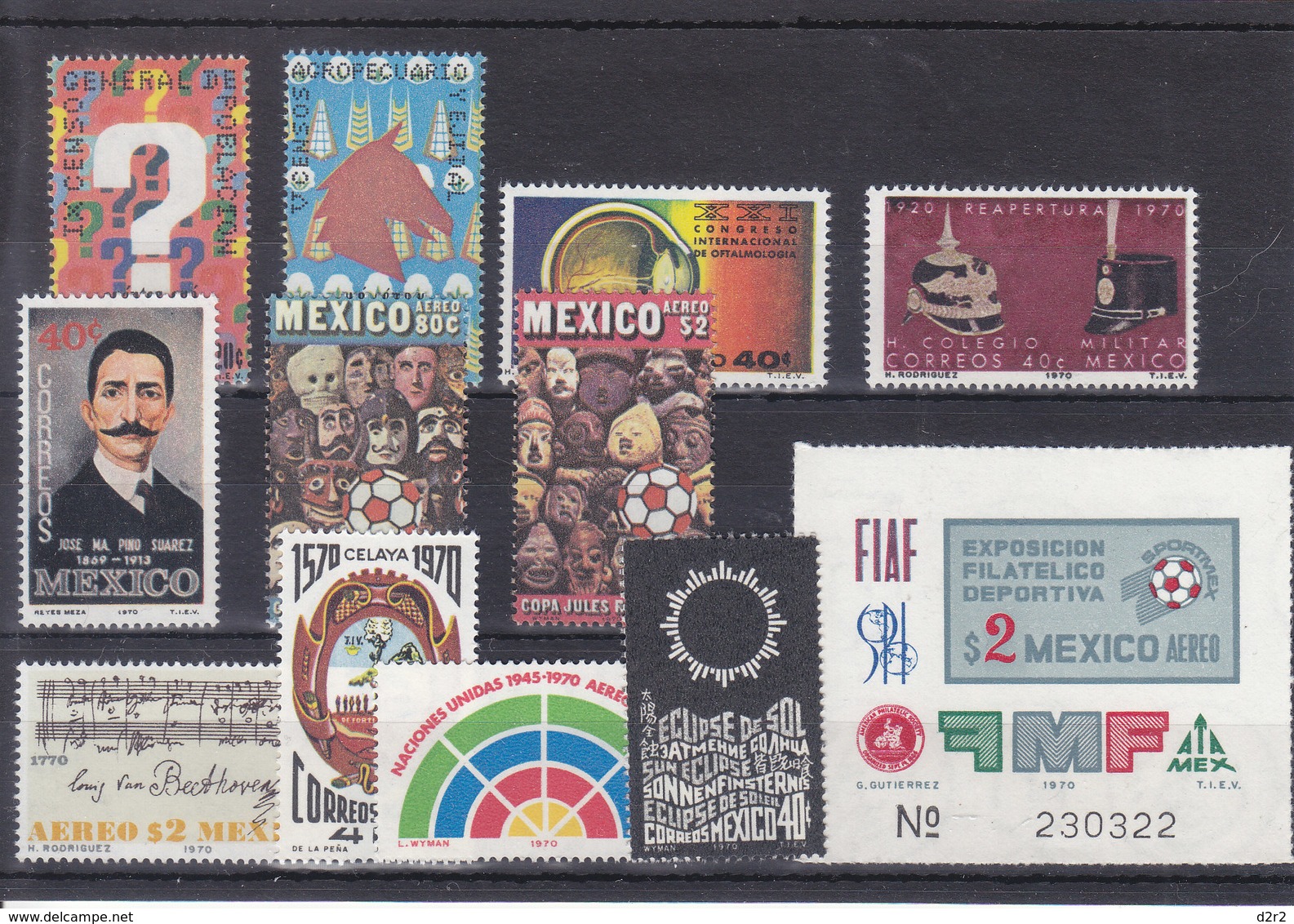 MICHEL NUM 1323-13340** - ANNEE COMPLETE 1970  - COTE 12.3 EURO - Mexique