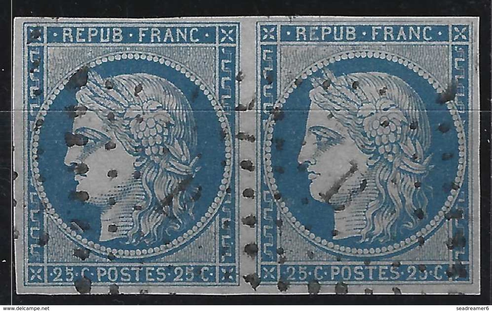 1849 - 1850 Céres N°4a 25c Paire Oblitéré Losange B Romain Superbe !! - 1849-1850 Ceres
