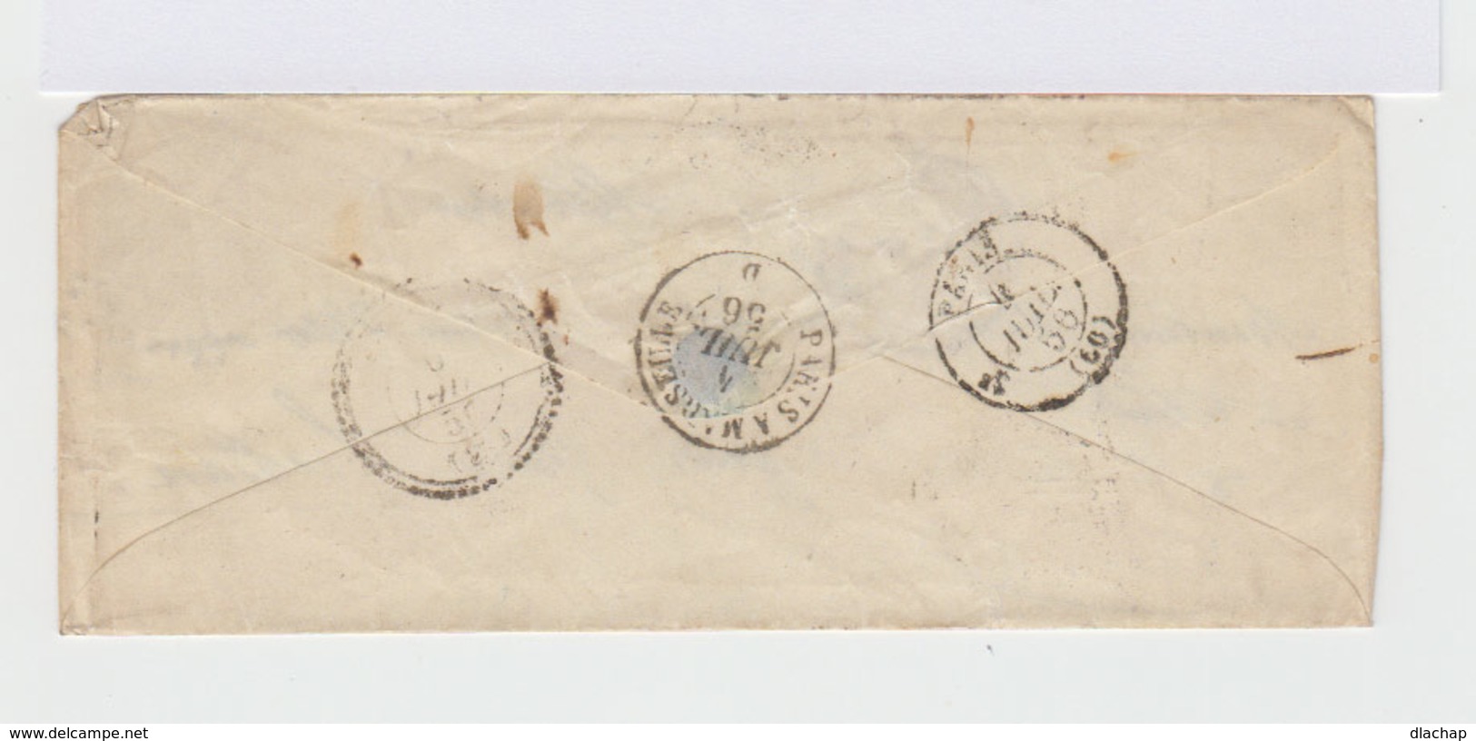 Sur Enveloppe Napoléon III 20 C. Bleu Foncé. Oblitéré Losange Grands Chiffres. (646) - 1849-1876: Période Classique