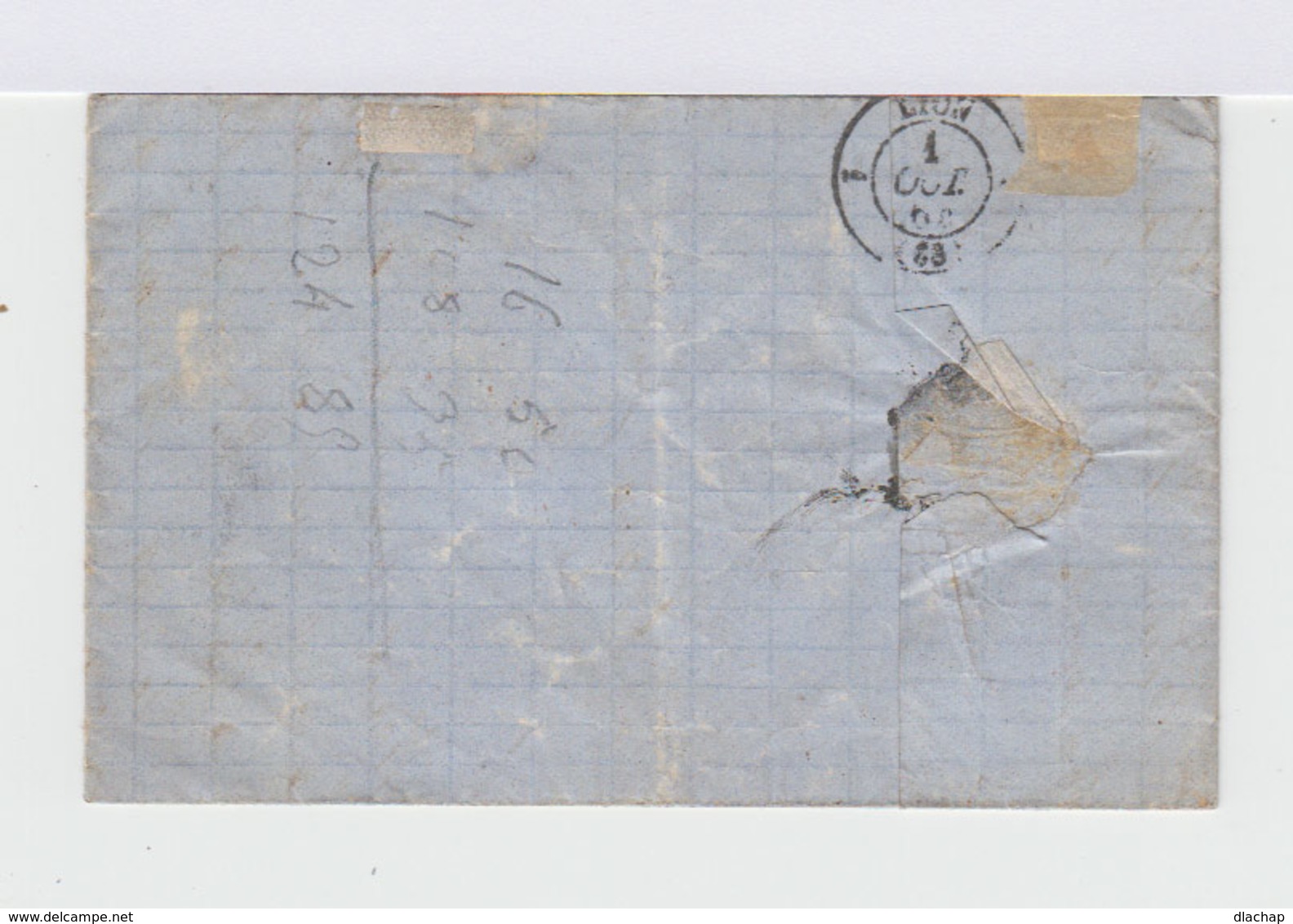 Sur Lettre Helvetia Assise 40 C Vert . CAD Genève 1864. Cachet PD. (650) - Storia Postale