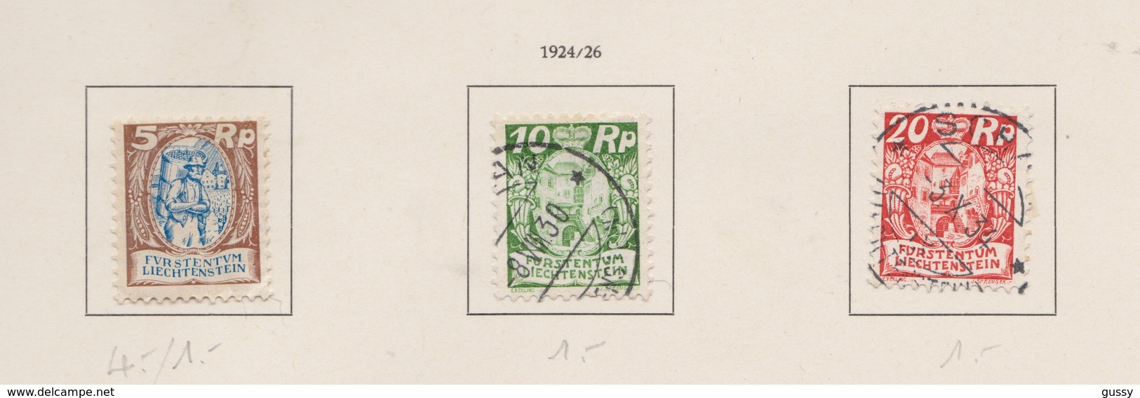 LIECHTENSTEIN 1921:   1 Timbre Neuf* Et 2 Oblitérés,    TTB - Collections