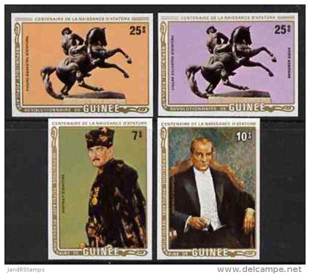 81572 Guinea - Conakry 1982 Birth Centenary Of Kemal Ataturk (Turkish Statesman) Imperf Set Of 4 (constitutions) - Guinea (1958-...)