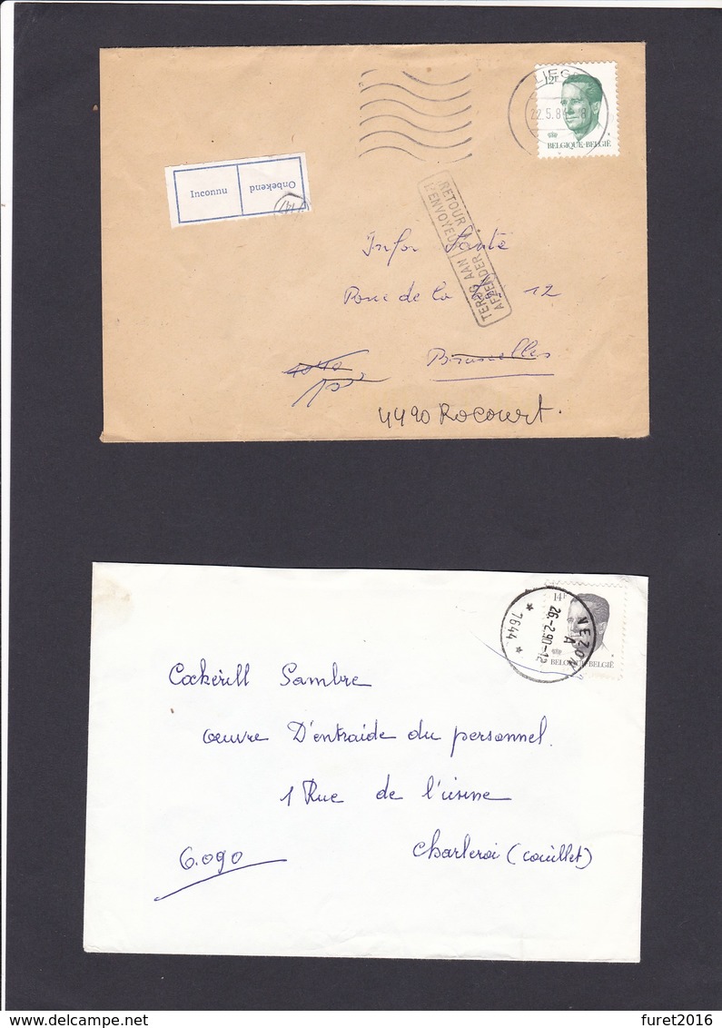 LOT 11 Enveloppes  : Retour Inconnu Roulette Relais Zichem Brabant Vezon Fraire Huppaye, Boom - 1981-1990 Velghe