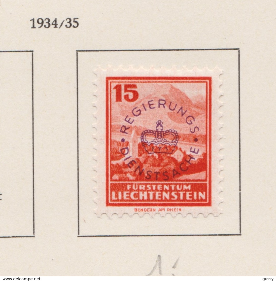 LIECHTENSTEIN Service 1934-35:   Timbre Neuf* ,    TTB - Collections