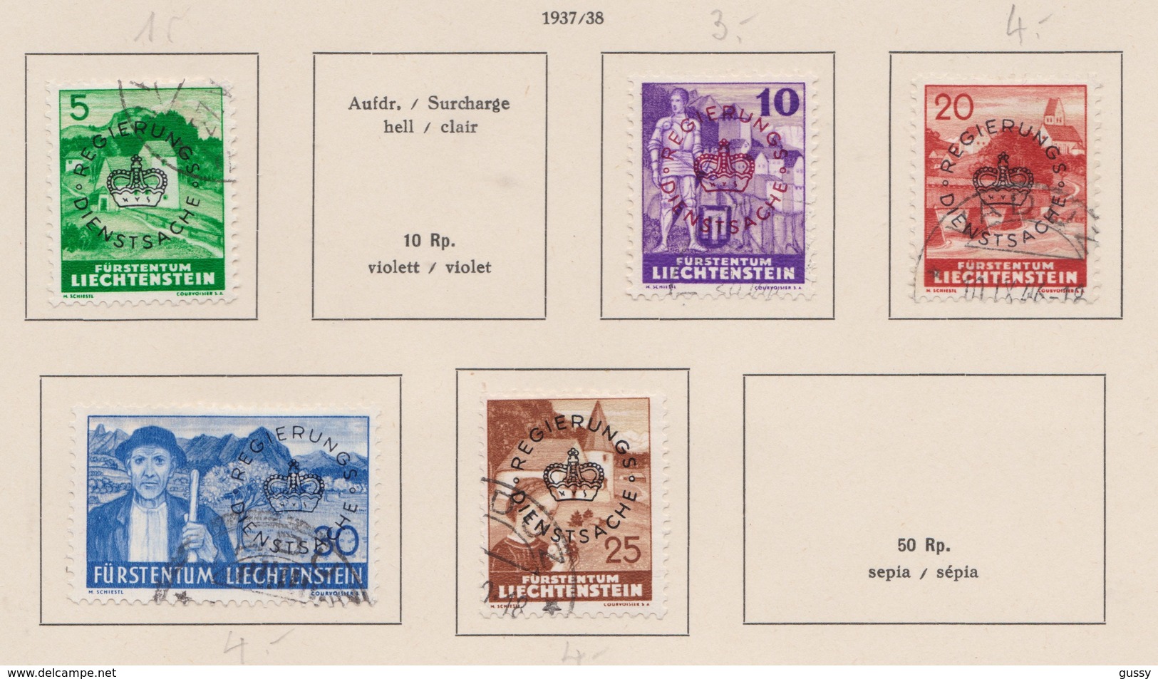 LIECHTENSTEIN Service 1937-38:   Timbres Oblitérés ,    TTB - Collections