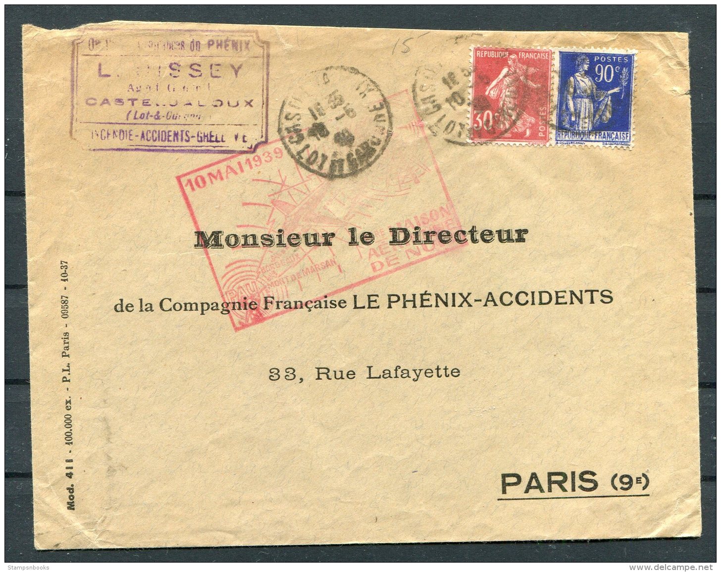 1939 France Airmail Flight Cover - 1927-1959 Covers & Documents