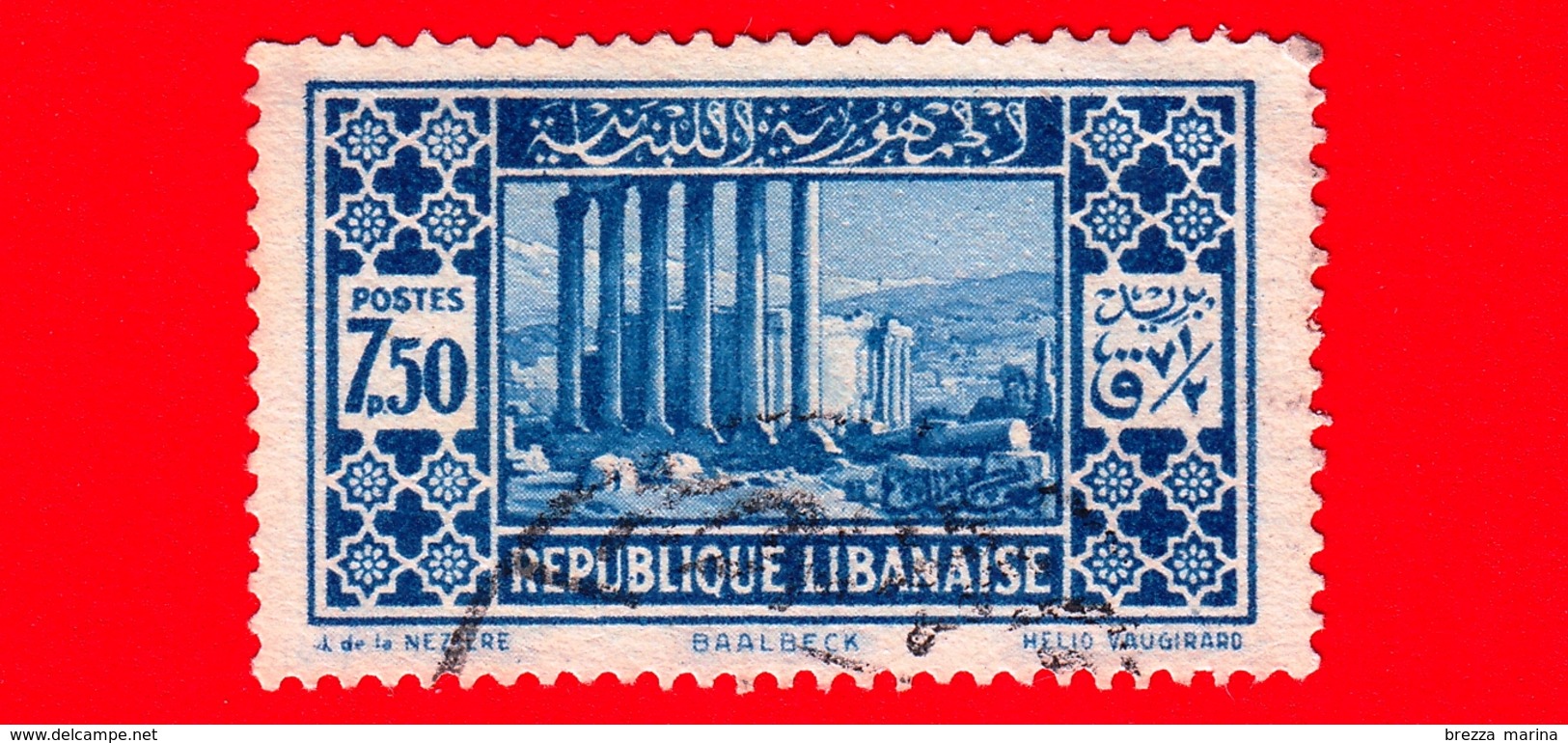 LIBANO - Usato - 1930 - Paesaggi - Baalbek - Tempio Del Sole - 7.50 - Libano