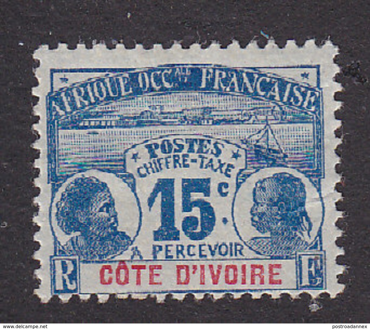 Ivory Coast, Scott #J3, Mint Hinged, Natives, Issued 1906 - Unused Stamps