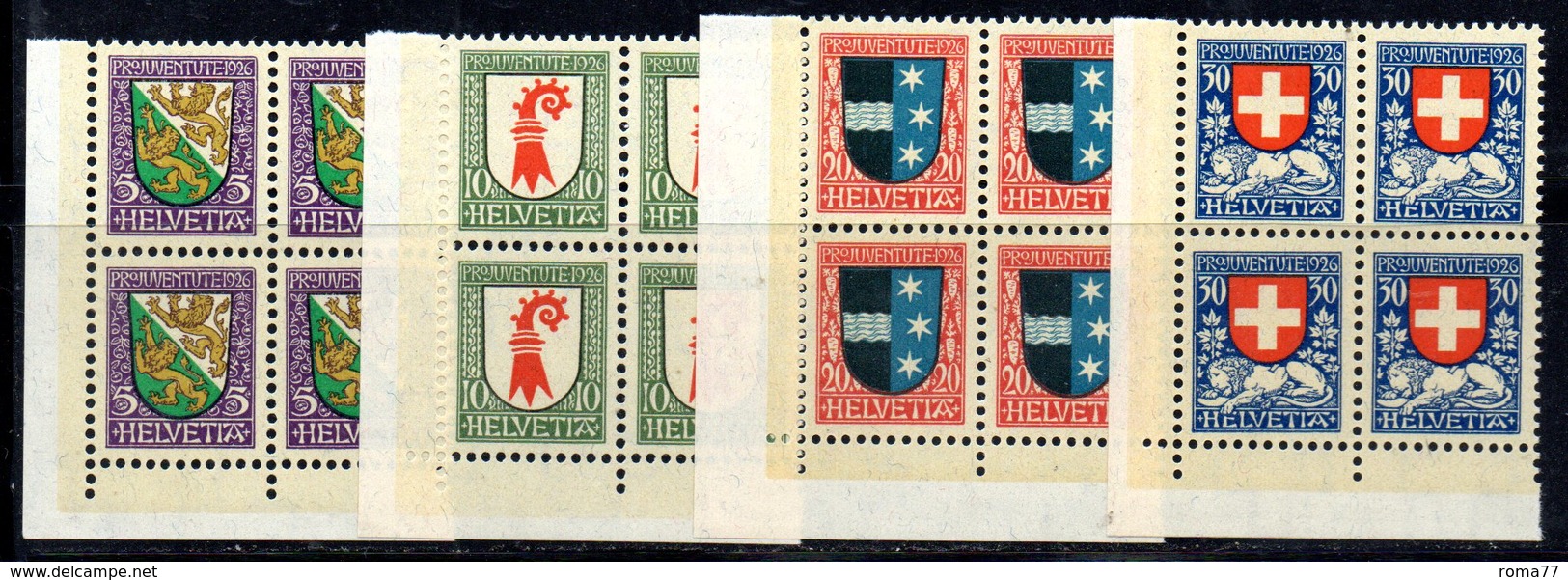 89/1500 - SVIZZERA 1926 , Pro Juventute Serie N. 222/225 : Quartina Integra  *** MNH - Ungebraucht