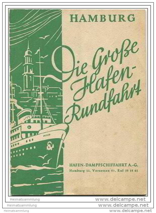 Hamburg - Die Grosse Hafen-Rundfahrt 1953 - Hafen-Dampfschiffahrt AG - 16 Seiten Mit 8 Abbildungen - Reiseprospekte